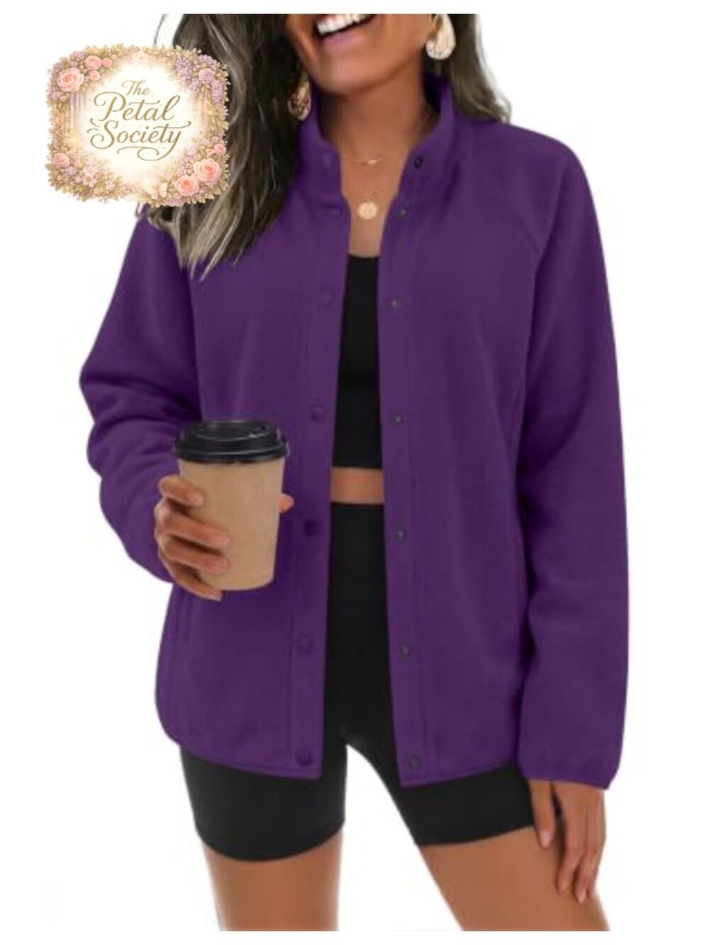 Fleece Jacket Women Button Down Winter Coat Pockets